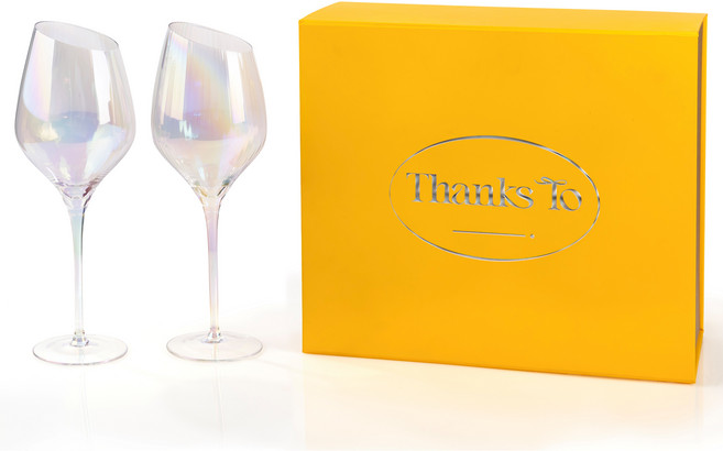 땡스투 땡스투 고급 크리스탈 예쁜 와인잔 선물세트 오블리끄 오로라, 2개, 440ml