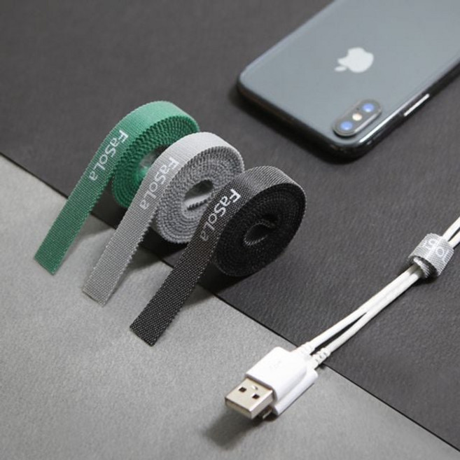 전선정리 컴퓨터 사무실 테이프3EA 찍찍이타이 케이블, 1개