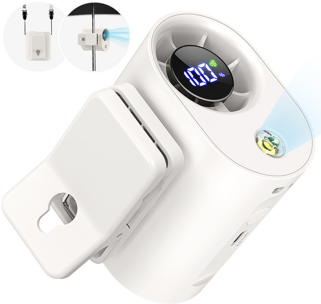 LifeSync 집게 휴대용 선풍기 클립형 무선 저소음 바람조절 야간 조명 스트랩 포함, 화이트, G80