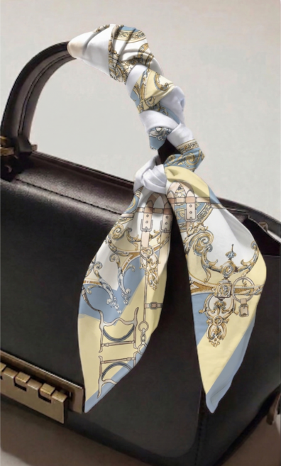 제이든 여성 실크 쁘띠 스카프 사각 미니 가방 코디 목 머리 데일리 포인트