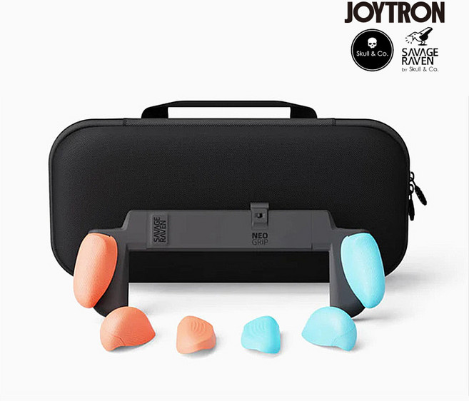 조이트론 스컬앤코 닌텐도 스위치2 조이콘 그립 케이스 파우치 케이스 가방 세트, 1세트, 네온블루+레드, 스컬앤코 스위치2 네오그립케이스+맥스캐리파우치