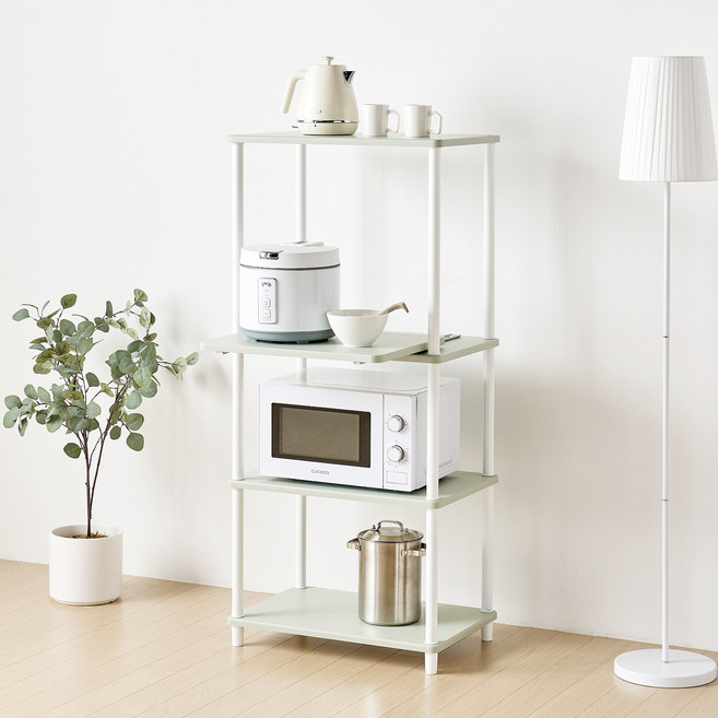 [색상리뉴얼행사] 국내생산 튼튼한 조립식 전자렌지대 다용도수납장 밥솥다이 렌지대수납장 맘마존 강아지수납장, 6-4)스마트렌지대4단(슬라이드형)-미스트그린