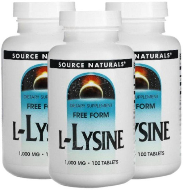 SourceNaturals L Lysine 라이신 1000mg 100정 3개 엘 리신