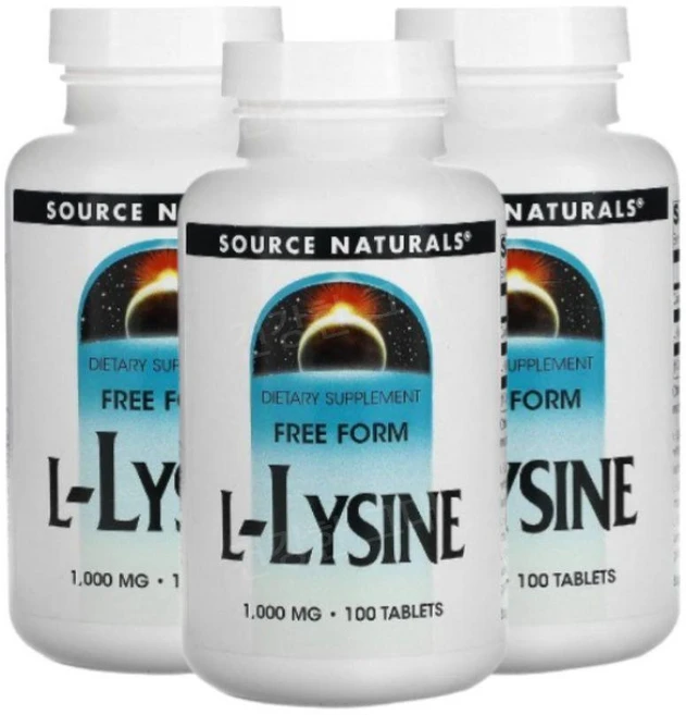 SourceNaturals L Lysine 라이신 1000mg 100정 3개 엘 리신 - 쿠팡