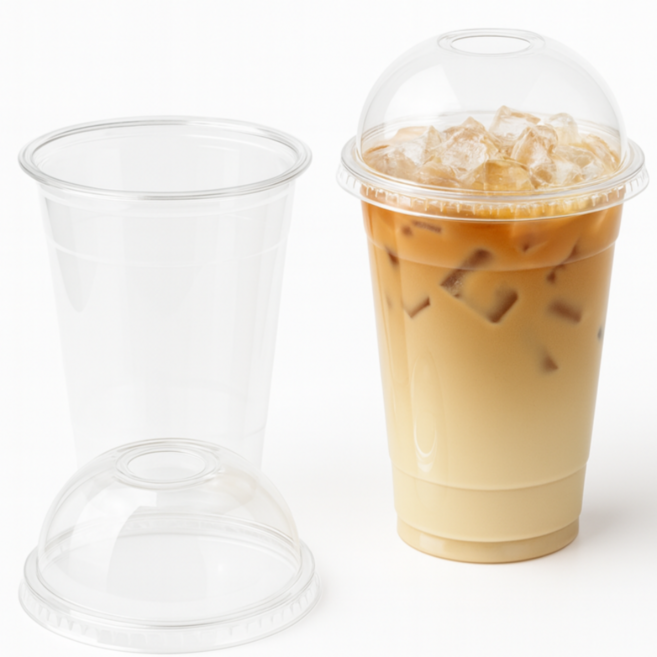 눈꽃나무 92파이 16온스 PET 아이스컵 + 돔뚜껑 세트, 1세트, 400개, 470ml