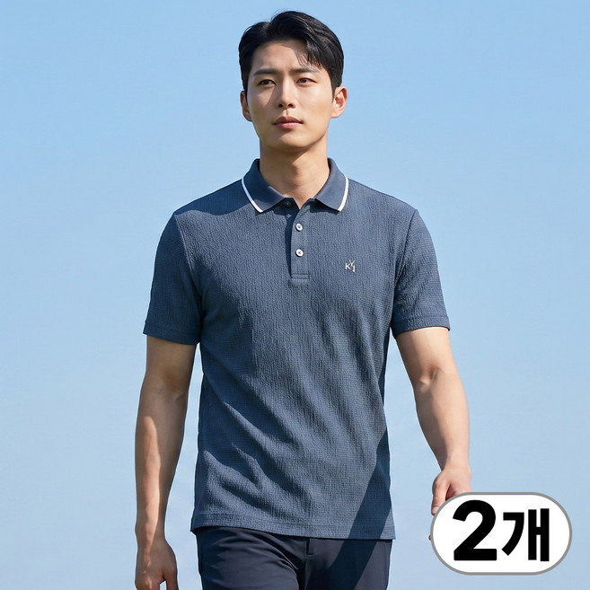 1+1 김영주 골프 남성 여름 쿨 기능성 반팔 카라티 드라이핏 냉감 2205