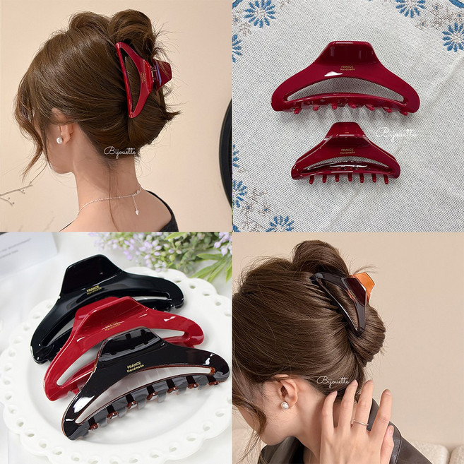 비쥬에뜨 프랑스 집게핀 셀룰로오스 헤어 반묶음 올림머리 프랑스핀