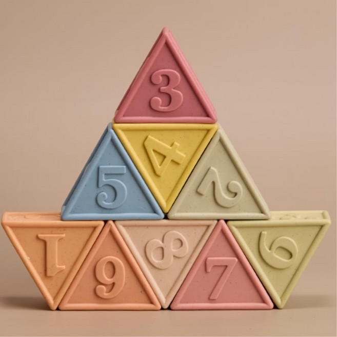 촉감발달 쌓기놀이 소프트 삼각 블럭 9종 숫자학습 토이 시각, 1개