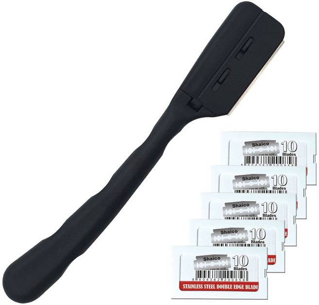 그레이거 GR-DP 양면날용 바버샵면도기 + DERBY 엑스트라 더블엣지 블레이드 50p, 1세트