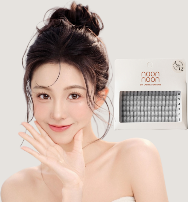 눈눈 내츄럴 가닥 속눈썹 6-12mm 240pcs 초보자에게 적합 블랙, 1개, 언더A형-6mm