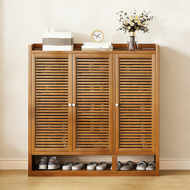 모던 루버도어 신발장 현관 신발 정리 수납장, 7단, A03