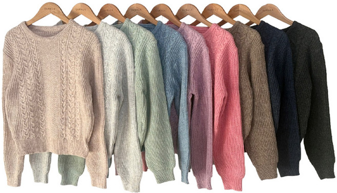 유니트 리벨로 여성케이블라운드넥니트캐시니트 8색상
