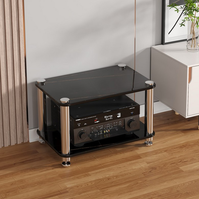 오디오 선반 수납장 장식장 랙 받침대 앰프 거치대 2단 3단, 2단 마블 블랙