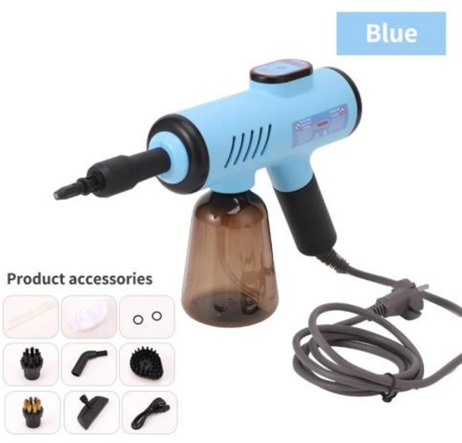 휴대용 스팀 청소기 고압 및 고온 살균 1200W 가정용 에어컨 주방 후드 세탁기 총, 1)110V, Blue
