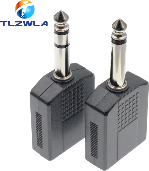 호환 2PCS 1/4 모노/스테레오 오디오 잭 플러그 어댑터 남성-여성 6.35MM 듀얼 헤드폰 마이크 Y 분배기 변, [03] 1P M 1P S, 1개