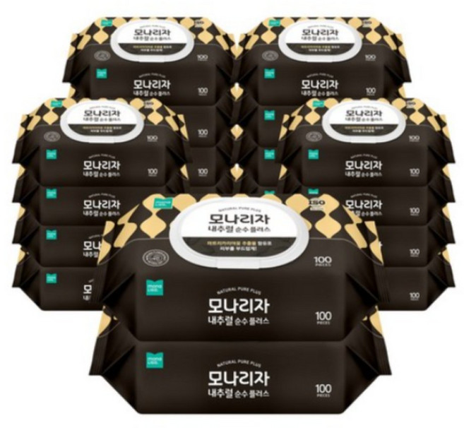 모나리자 내추럴 플러스 물티슈 캡형 100매 x 40팩 순수 플러스 캡형 100매 40팩, 1g, 40개