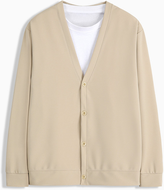 더베이직샵 세미오버 골지 솔리드 브이넥 베이직 니트 기본 가디건