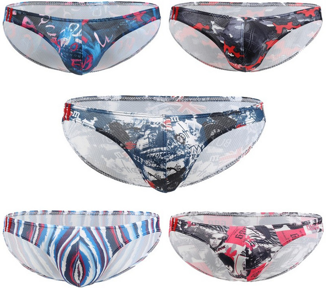 와일드 픽셀 남성 삼각팬티 5종 세트 U형 로우웨이스트 넉넉한 파우치 브리프 B15