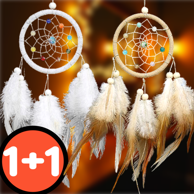 스마일플로우 행운을 주는 감성 인테리어 오리지널 선물 드림캐쳐, 화이트+베이지, 1세트