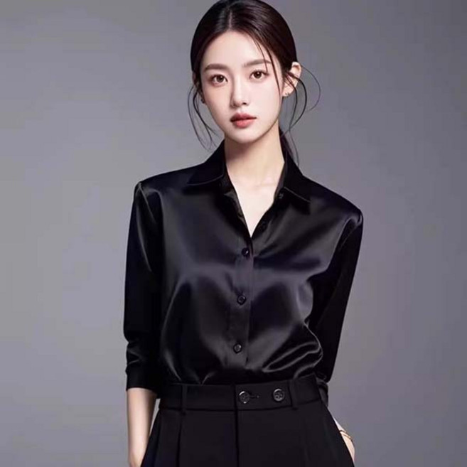 어반룩북 새틴 실크 루즈핏 실비 오피스 블라우스 셔츠