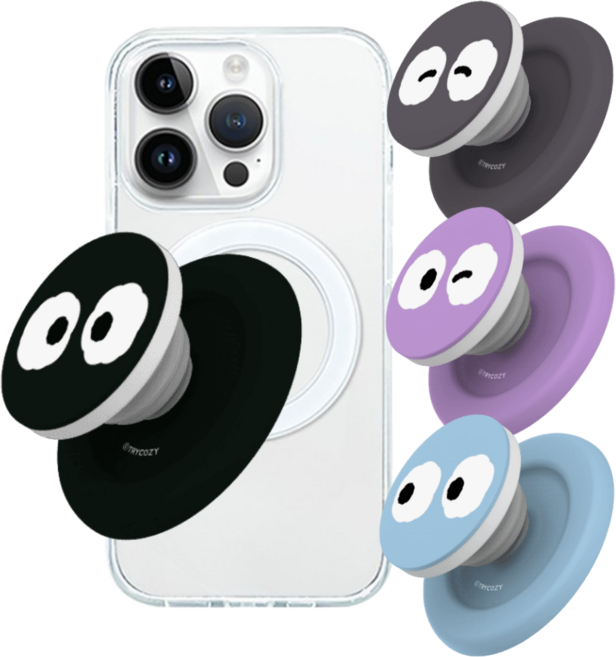 갤럭시S21플러스(G996) 동글동글 왕눈이 맥세이프 스마트톡 그립 톡거치대+투명 케이스