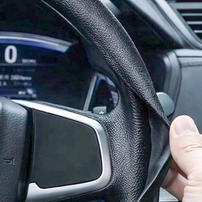 쿠픽스 자동차 실리콘 핸들커버 논슬립 운전대, 블랙