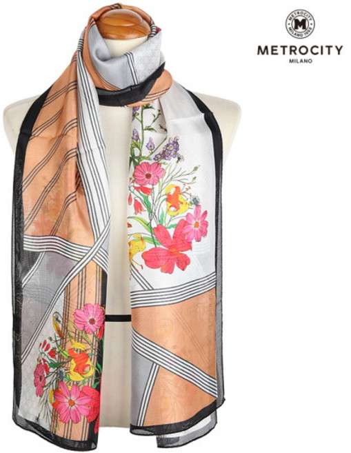 [메트로시티_시즌잡화] 화원 실크 롱 스카프 MSSS-5003