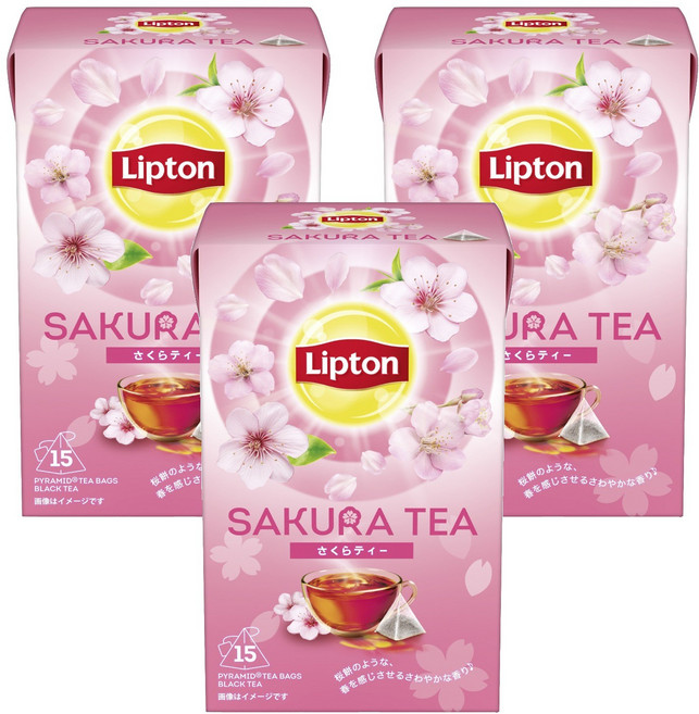 립톤 사쿠라티 피라미드 티백, 24g, 3개, 15개입