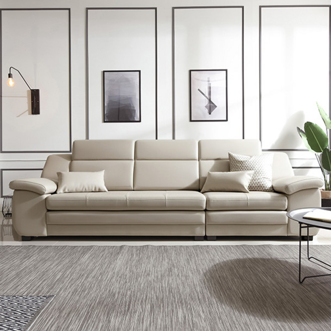 삼익가구 버나드 천연소가죽 4인용 소파 3인 방문설치, 아이보리