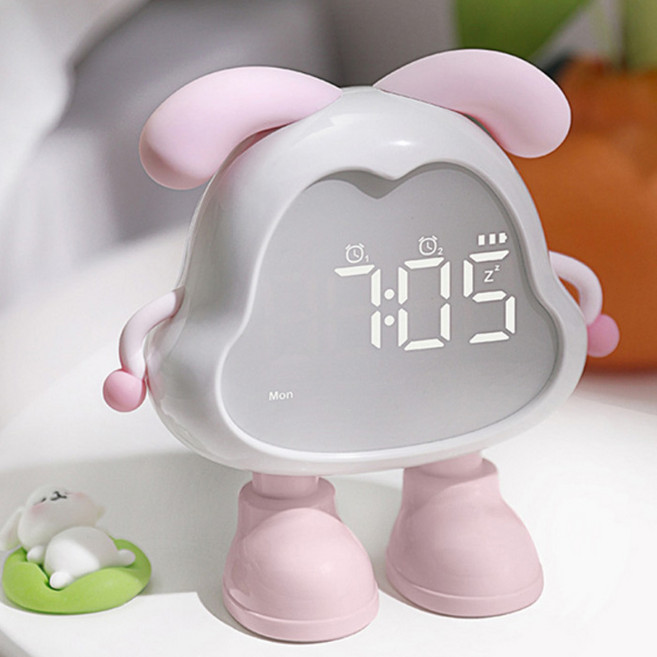 안나네 감성 캐릭터 무드등 탁상시계/LED 디지털 알람. 스누즈. 밝기조절, 핑크