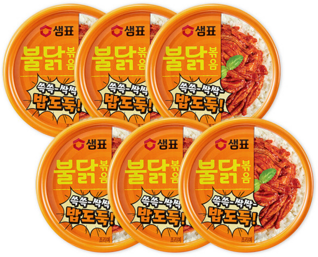 샘표 밥도둑 불닭볶음 통조림 반찬 캔, 6개, 80g