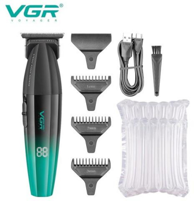 남성용 트리머 바디 헤어 VGR 남성용 무선 헤어 트리머 전문 커팅 머신 전기 이발 클리퍼 V003 V906 9000 Rpm, 3) 상자가없는 V906, 1개
