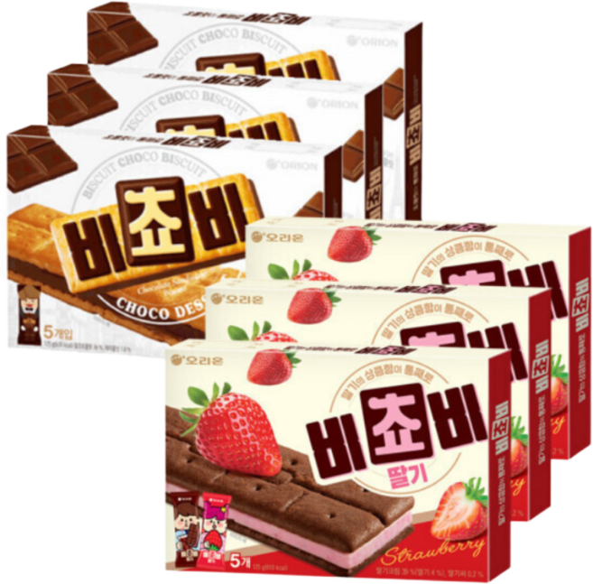 오리온 비쵸비 딸기 + 비쵸비, 6개, 125g