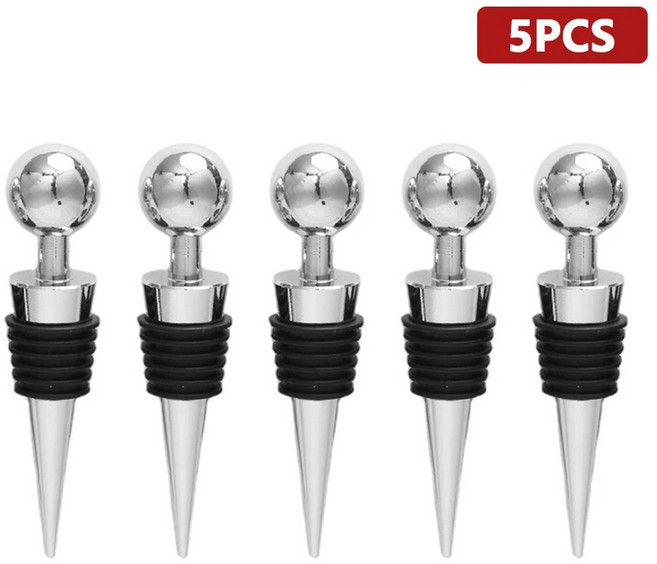 1/5/12pcs 플라스틱 병 마개 와인 저장 트위스트 캡 플러그 재사용 가능한 진공 봉인 된 뚜껑 샴페인 선물 바 도구, 5 pcs