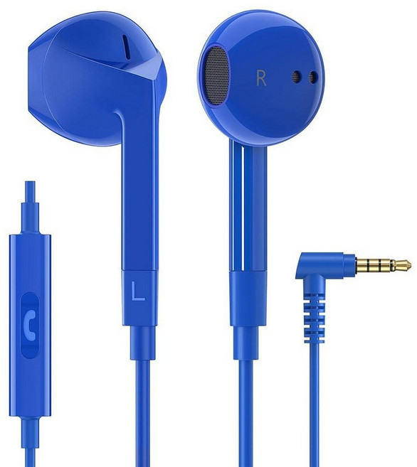 LUDOS FEROX 유선 이어버드 인이어 헤드폰 마이크가 있는 이어폰 아이폰 삼성 컴퓨터 노트북 어린이 학교 학생용 3.5mm 잭 이어버드용 소음 차단 코드 25, 3.5 mm, Blue