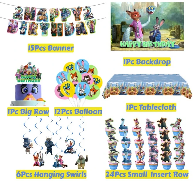 올스토어 뉴주토피아 생일 파티 장식 토끼 주디 홉스 여우 닉 테마 식기류 풍선 해피 배너 품 어린이, 15 Party Set-0Pcs-B