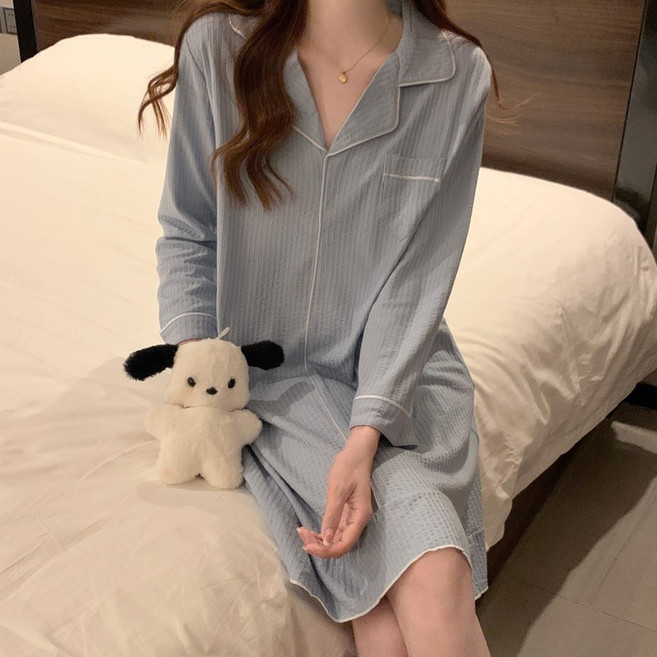 쪼예 5color 홈웨어 긴팔 프릴 원피스 파자마