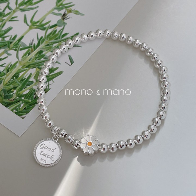 (이벤트특가) 마노앤마노 행운 데이지 실버 비즈 팔찌