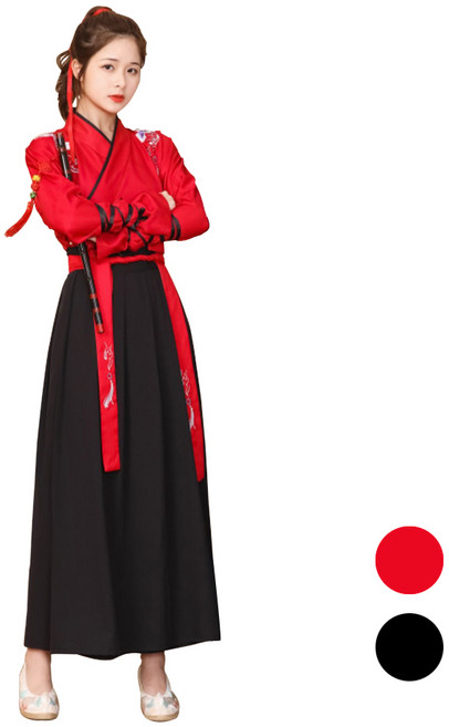 남녀공용 호위 무사 복 세트 커플 코스튬 우슈 쿵푸 무술 도복 장군 고대 사극 전통 무사 검객 협객 코스프레 졸업 반티 사진 체육대회 할로윈 성인 촬영 F-6006