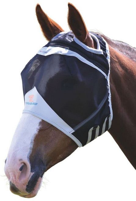 Shires Fly Guard Fine Mesh Horse Fly Mask with Ear Holes, 작은 조랑말, 1개, 검은색