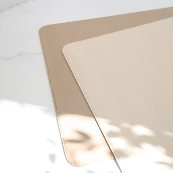 데스크매트 M L XL 테이블 책상 대형 논슬립 가죽 패드, 아이보리