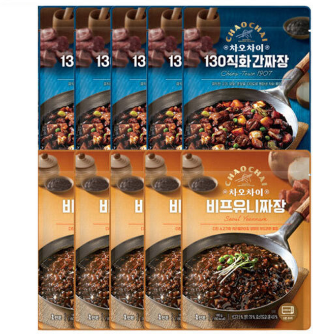 차오차이 130직화간짜장 +비프유니짜장, 5개, 180g