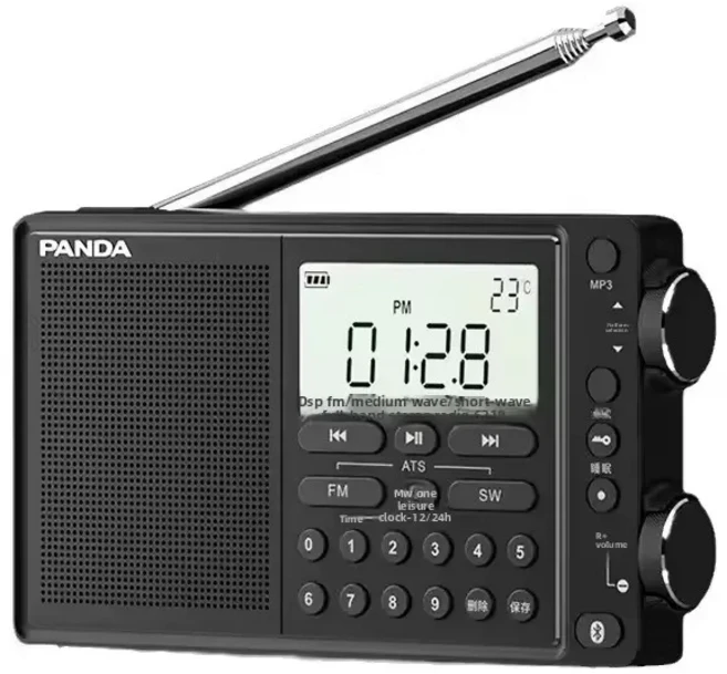 Panda 6218 노인용 라디오 풀 레인지 반도체 중파 튜너 새 모델 FM, 01 Black