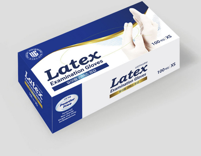 라텍스 글러브 의료용 무분말 라텍스 인증 일회용 장갑 글러브 병원장갑 LATEX GLOVES -Power Free 사이즈 XS S M L 1매(100매 단위로 구매 가능), 100개
