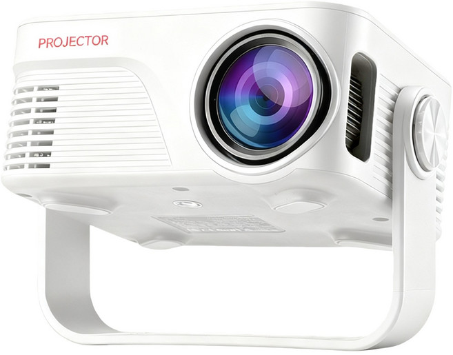 PYHO 휴대용 프로젝터 가정용 1080P 고화질 슬림 3D 프로젝터 모바일 투사 와이파이 슬림 휴대용, 흰색