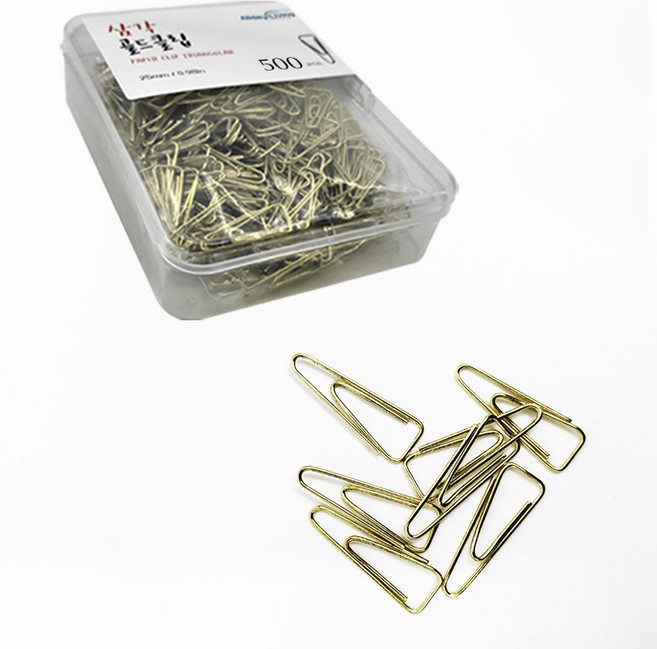 올데이리빙 스틸 삼각 컬러 골드클립, 500개입, 1개