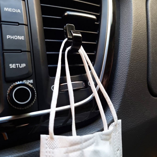 차량용 마스크걸이 후크 자동차 차량 케이블 차키 걸이 송풍구용 4P, 단품