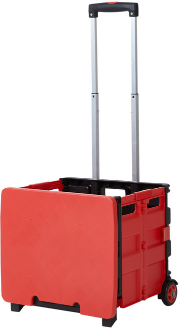 접이식 폴딩카트 핸드카트 장바구니 쇼핑카트 캐리어, 1개, 중형(블랙+레드)