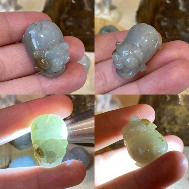 君遇 A貨翡翠小豬擺件 糯種黃翡招財飾品, A小豬