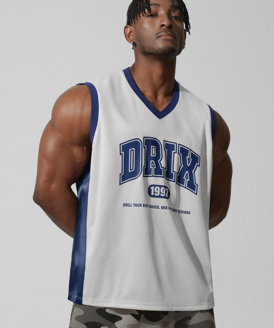 DRIX 바스켓볼 메시 저지 사이드 패널 슬리브리스_그레이